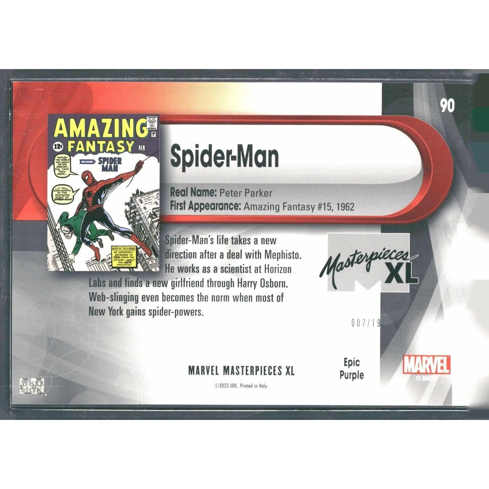 2024 SkyBox Marvel Masterpieces XL #90 Spider - Man Lvl 5 #7/199 - MOD Shop LLC
