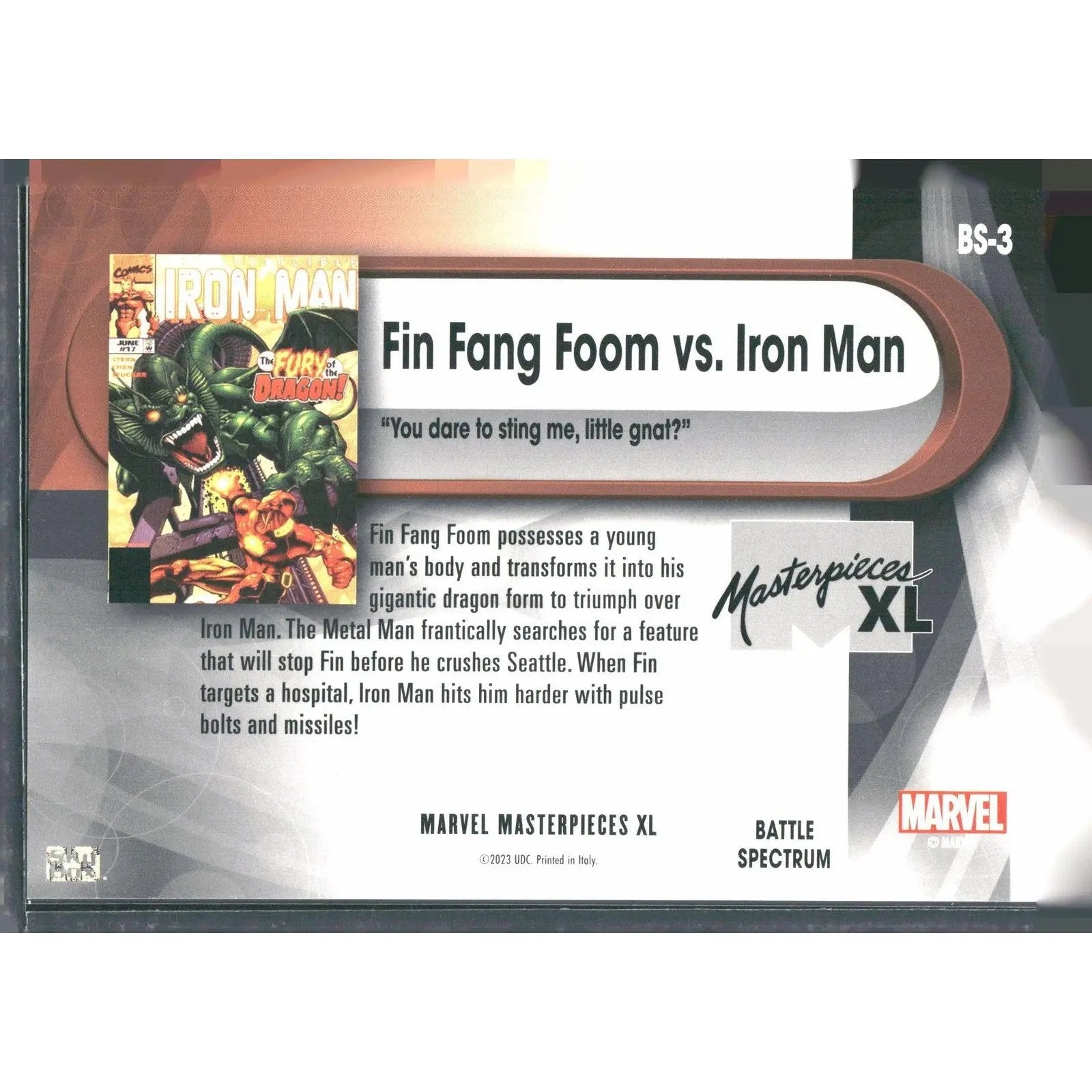 2024 SkyBox Marvel Masterpieces XL #BS - 3 Fin Fang Foom / Iron Man Battle Spectr - MOD Shop LLC