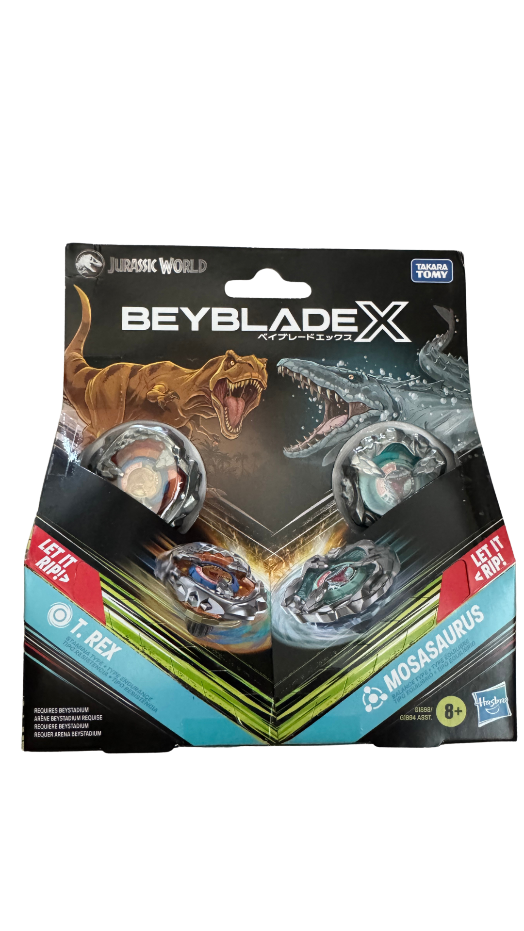 Beyblade X Jurassic World T. Rex vs. Mosasaurus Dual Pack — 1-80GB & 9-60U Battling Tops | MOD Shop