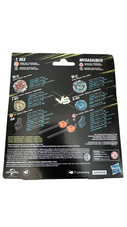 Beyblade X Jurassic World T. Rex vs. Mosasaurus Dual Pack — 1-80GB & 9-60U Battling Tops | MOD Shop