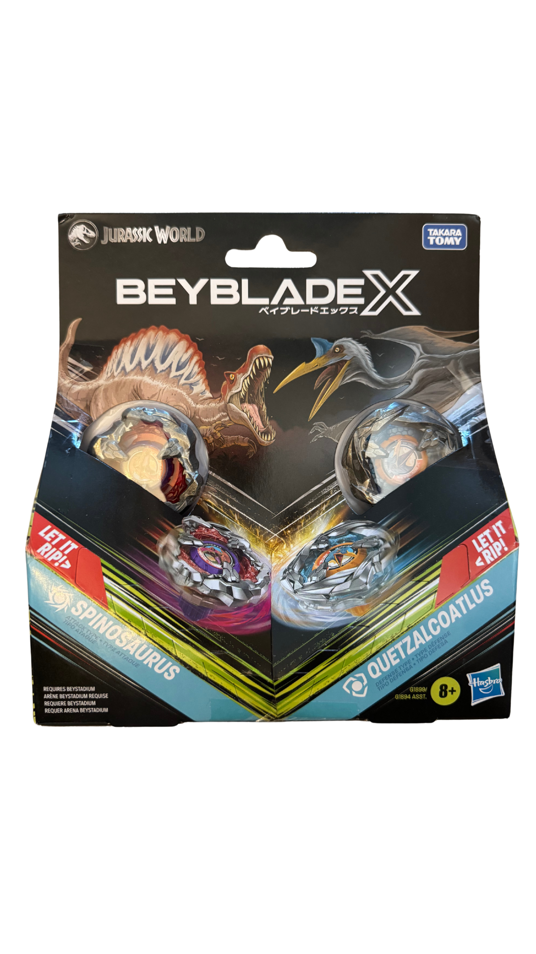 Beyblade X Jurassic World Spinosaurus vs. Quetzalcoatlus Dual Pack — 3-85A & 4-55D Battling Tops | MOD Shop