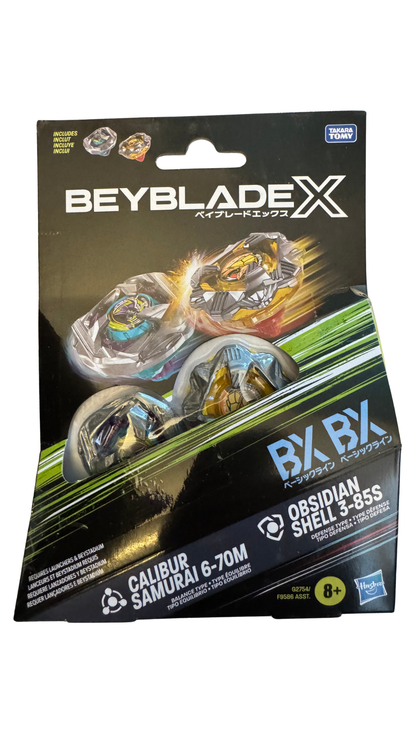 Beyblade X Calibur Samurai 6-70M & Obsidian Shell 3-85S BX Dual Pack — 2 Tops | MOD Shop