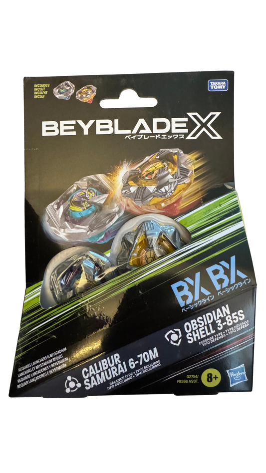 Beyblade X Calibur Samurai 6-70M & Obsidian Shell 3-85S BX Dual Pack — 2 Tops | MOD Shop