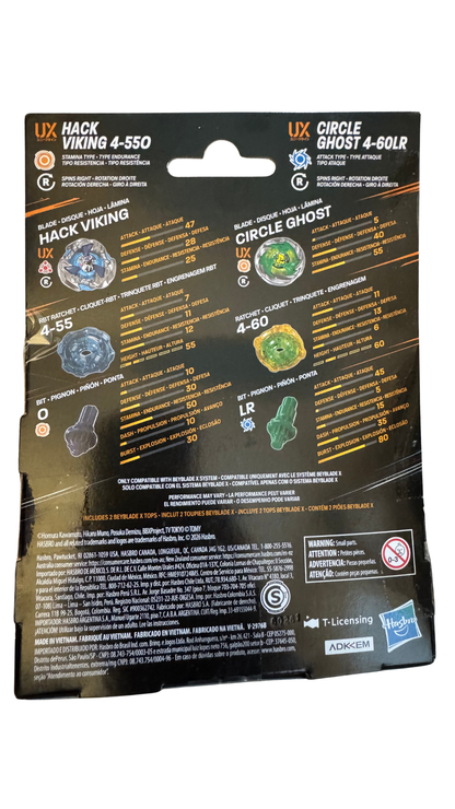 Beyblade X Hack Viking 4-55O & Circle Ghost 4-60LR UX Dual Pack — 2 Tops | MOD Shop
