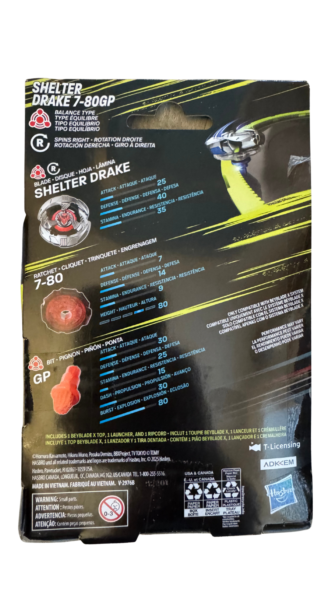 Beyblade X Shelter Drake 7-80GP BX Starter Pack — Balance Type Top & Launcher | MOD Shop