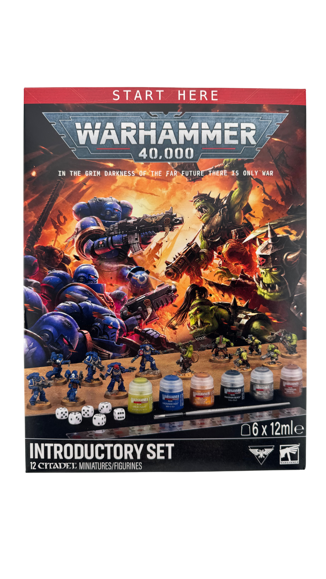 Warhammer 40,000 Introductory Set | Space Marines vs Orks with Paints, Brush & Terrain