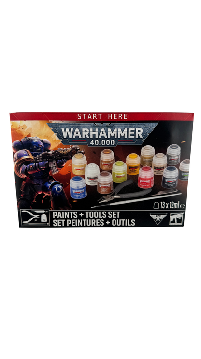 Warhammer 40,000 Paints + Tools Set | 13 Citadel Paints, Clippers, Brush & Mould Line Remover