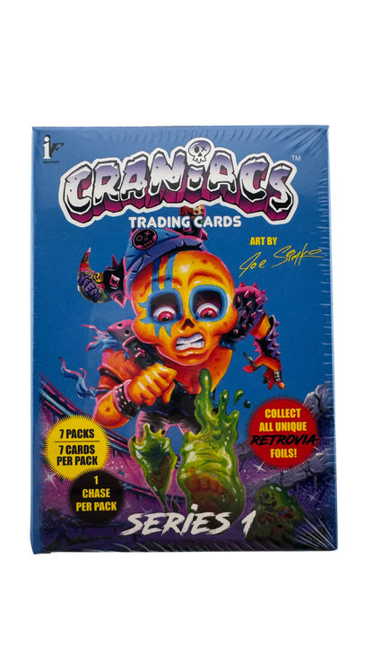 Craniacs Trading Cards Series 1 Box | Art by Joe Simko, 7 Packs with Retrovia Foils