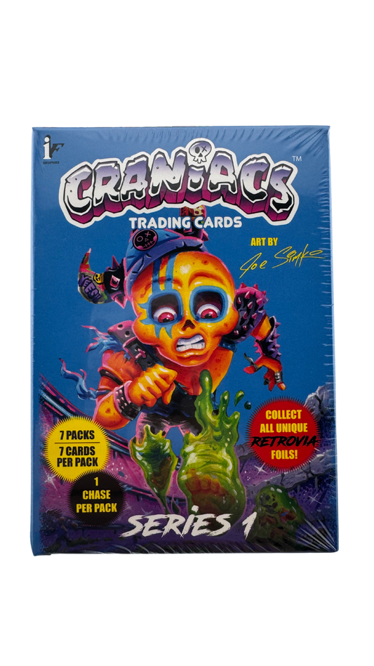 Craniacs Trading Cards Series 1 Box | Art by Joe Simko, 7 Packs with Retrovia Foils