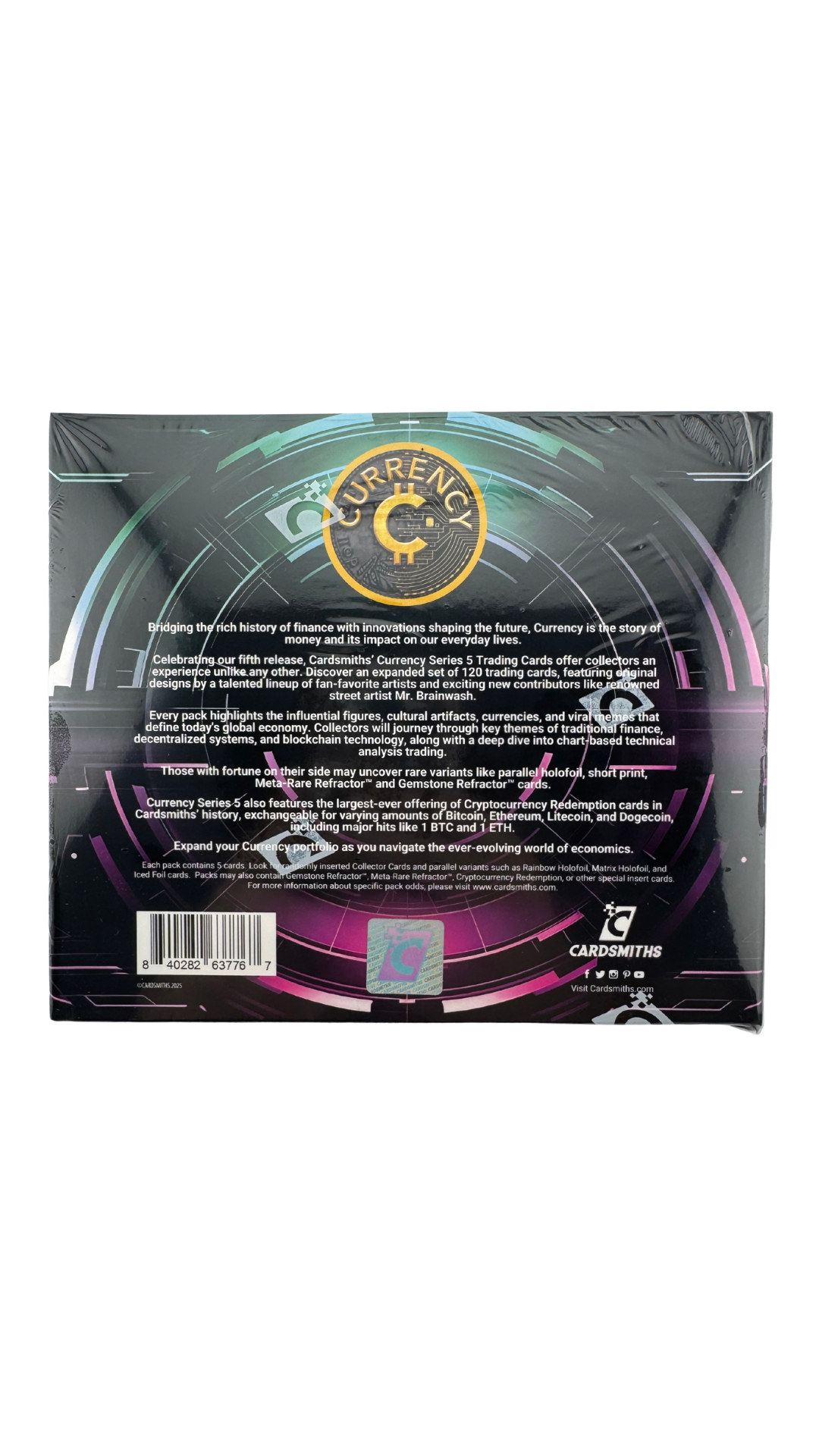 Cardsmiths Currency Series 5 Mega Box | 8 Packs, Crypto Redemption Cards Including 1 BTC Hits