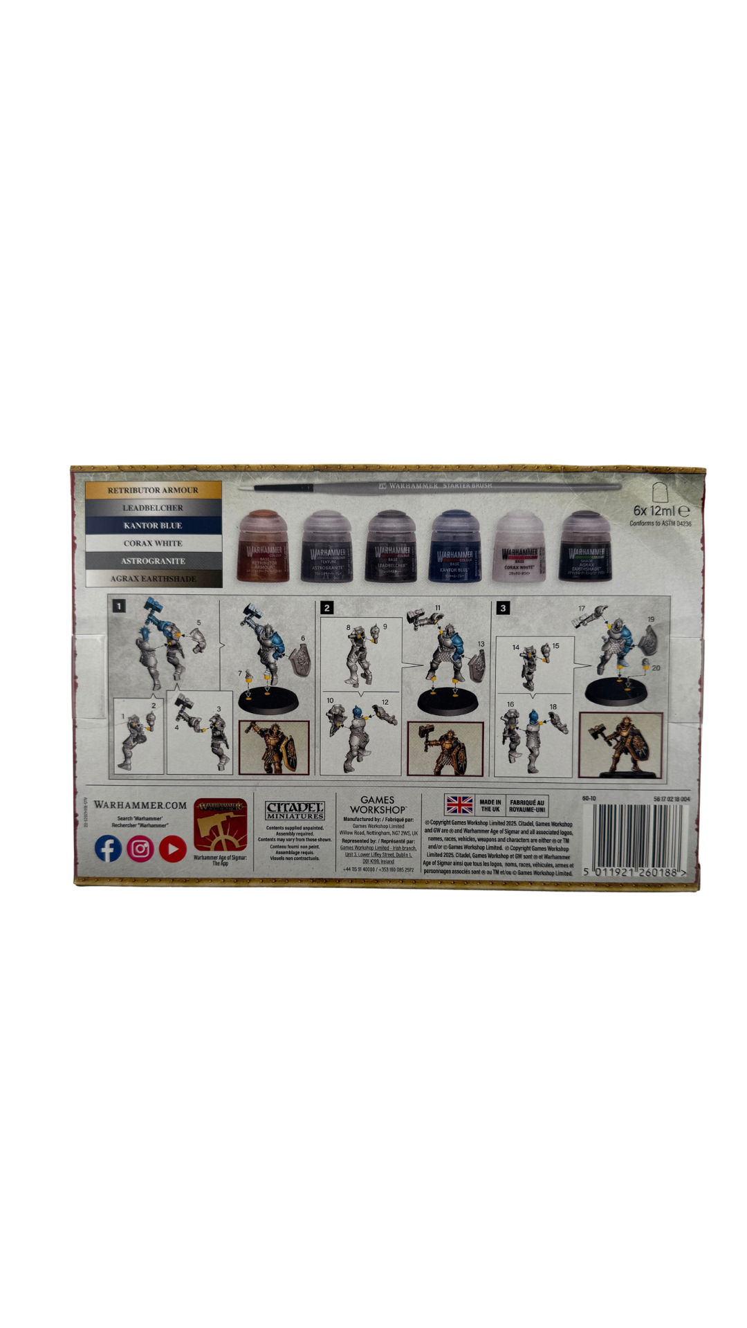 Warhammer Age of Sigmar: Stormcast Eternals Paint Set (60-10) – 3 Liberators, 6 Paints & Brush