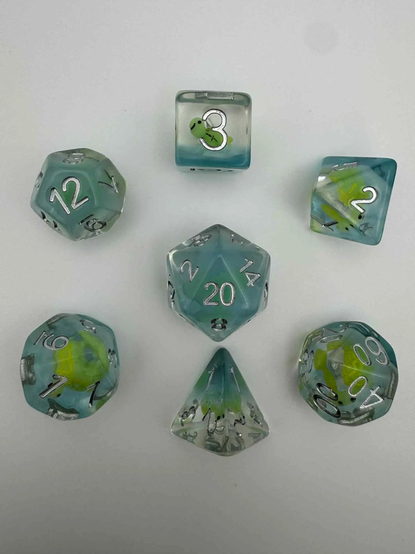 Dice - Turtles - Clear - Dice Set - 7 pc Set