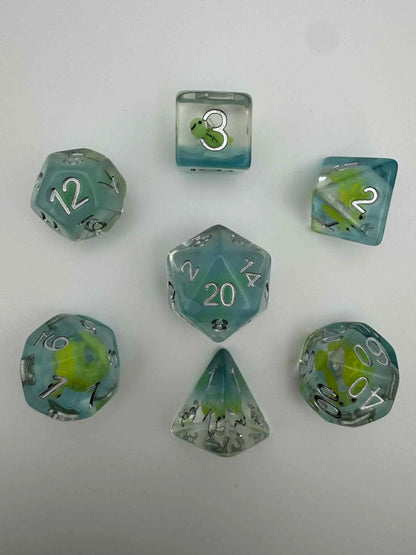 Dice - Turtles - Clear - Dice Set - 7 pc Set