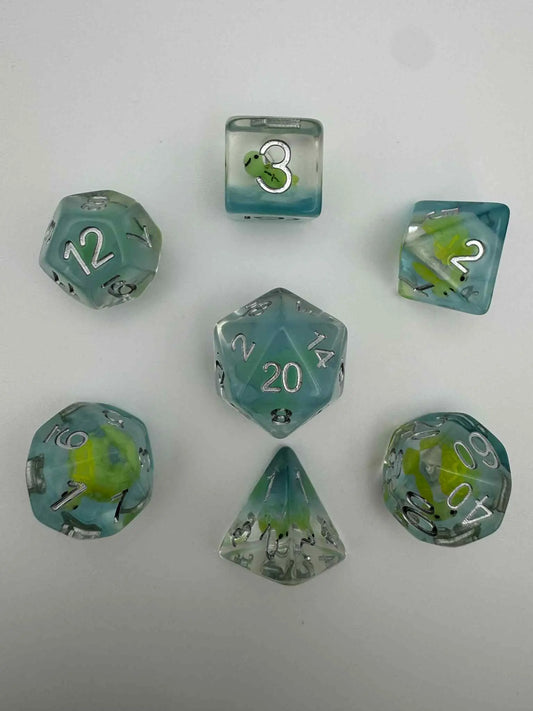 Dice - Turtles - Clear - Dice Set - 7 pc Set