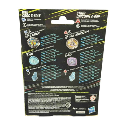 Beyblade X Dual Pack: Bite Croc 3‑60LF & Sting Unicorn 4‑60P - MOD Shop LLC