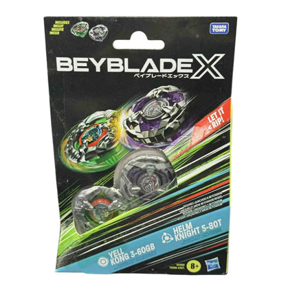 Beyblade X Dual Pack: Yell Kong 3‑60GB & Helm Knight 5‑80T - MOD Shop LLC