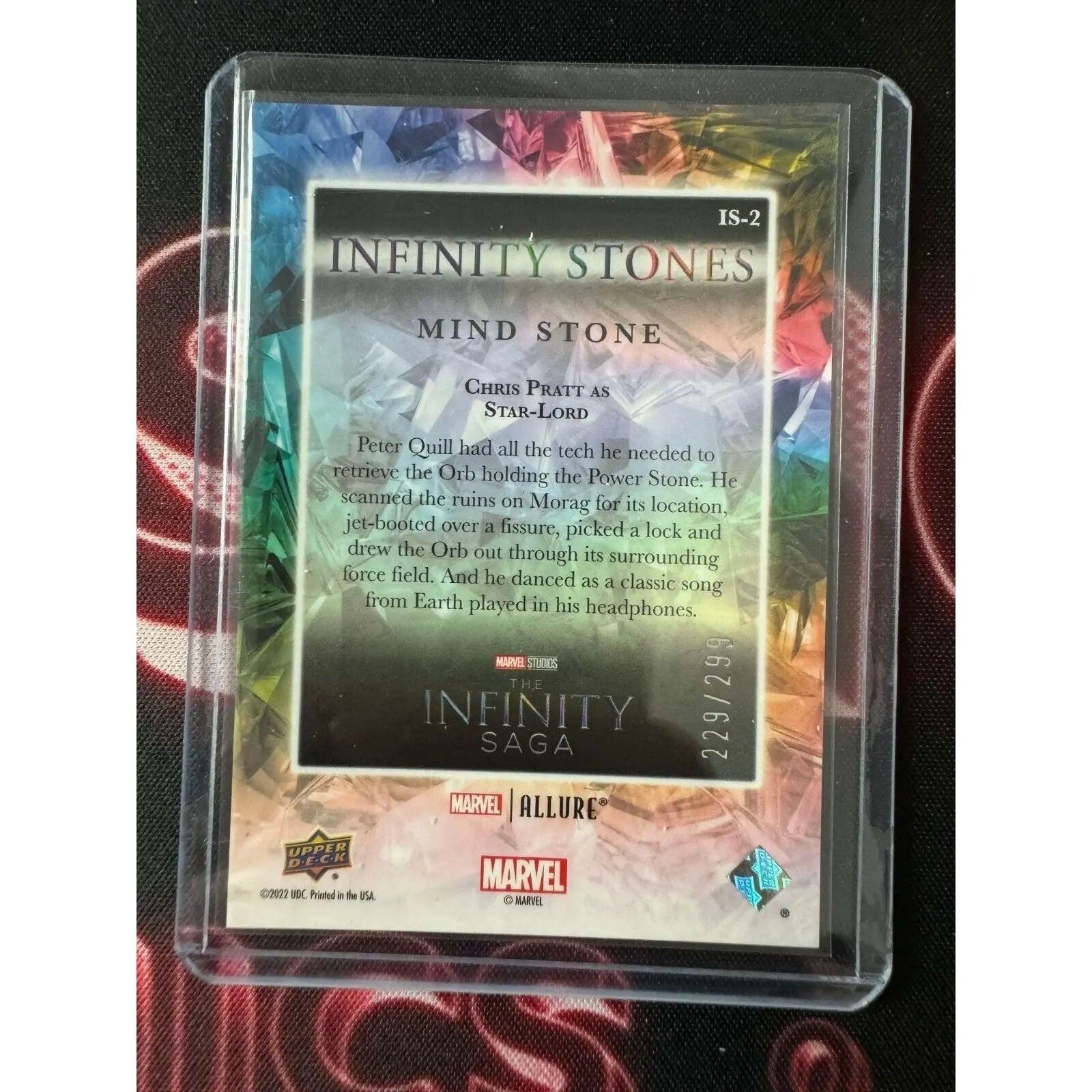 Chris Pratt as Star - Lord Marvel Allure Infinity Stones Mind Stone 229/299 - MOD Shop LLC