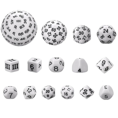 Complete Dice Set D3 - D100 - White - MOD Shop LLC