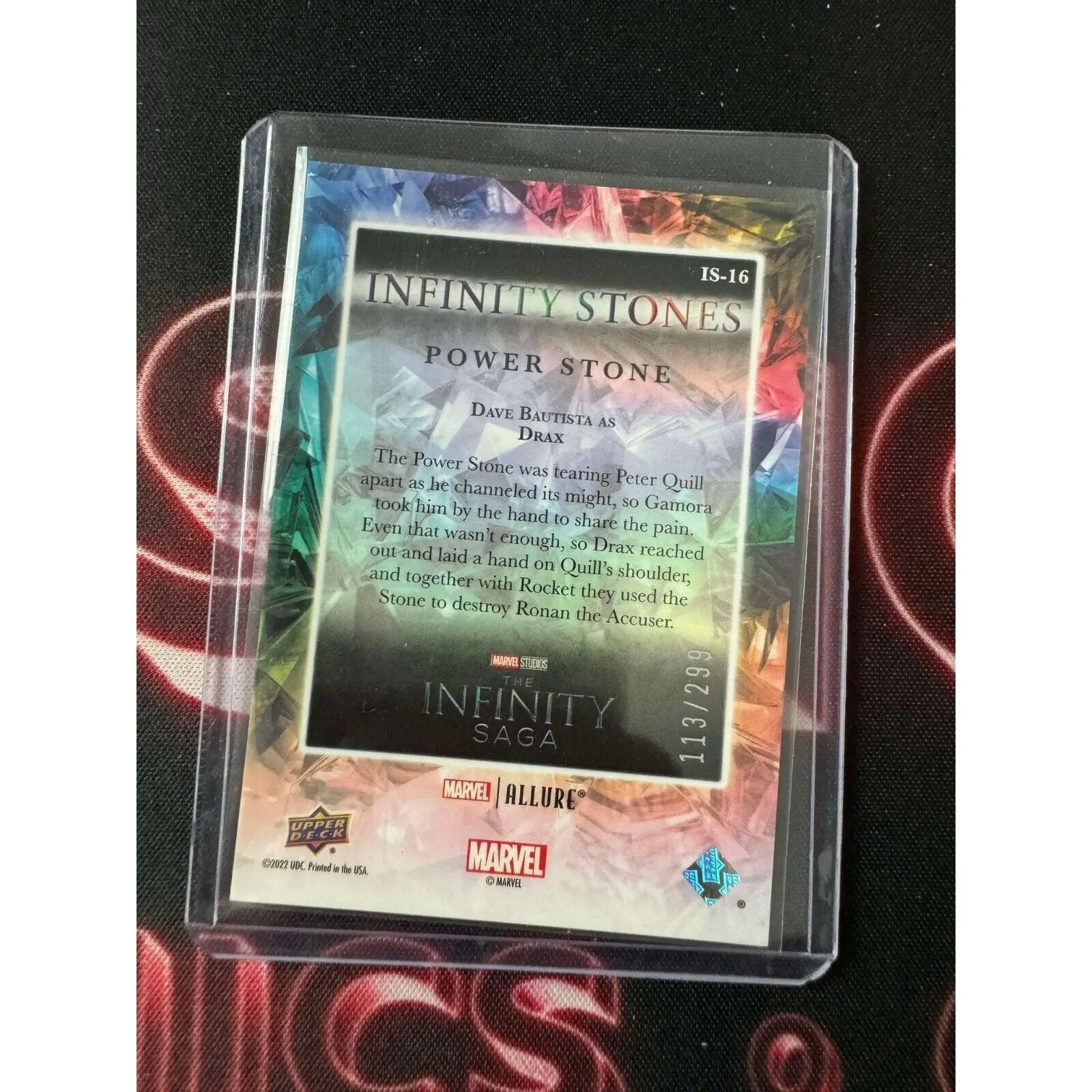 Dave Bautista as Drax Marvel Allure Infinity Stones Power Stone 113/299 - MOD Shop LLC