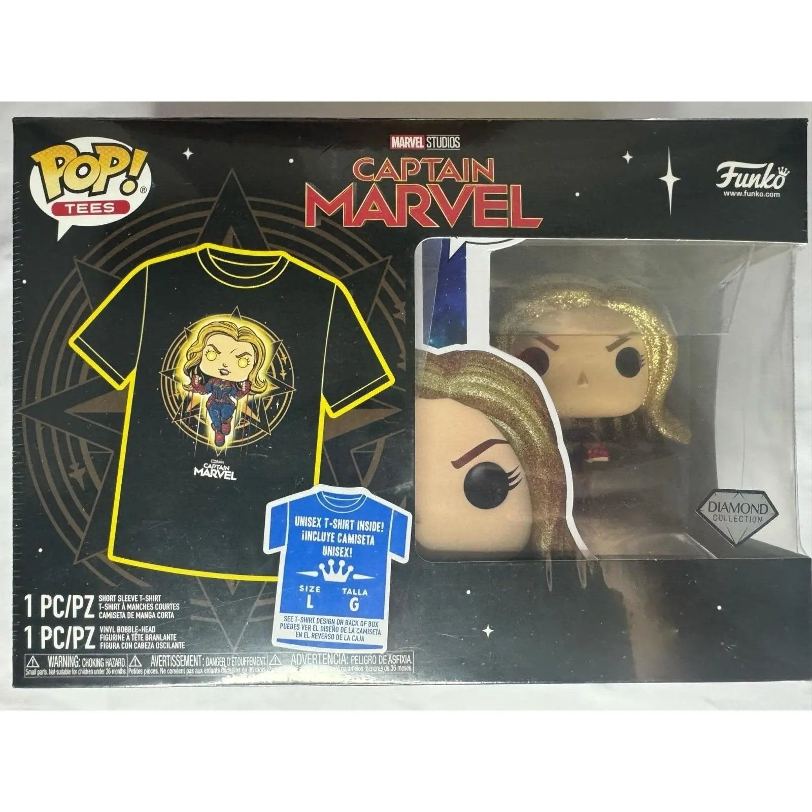 Funko Pop Captain Marvel Diamond Collection Includes T-Shirt New Sealed (Large) - MOD Shop LLC