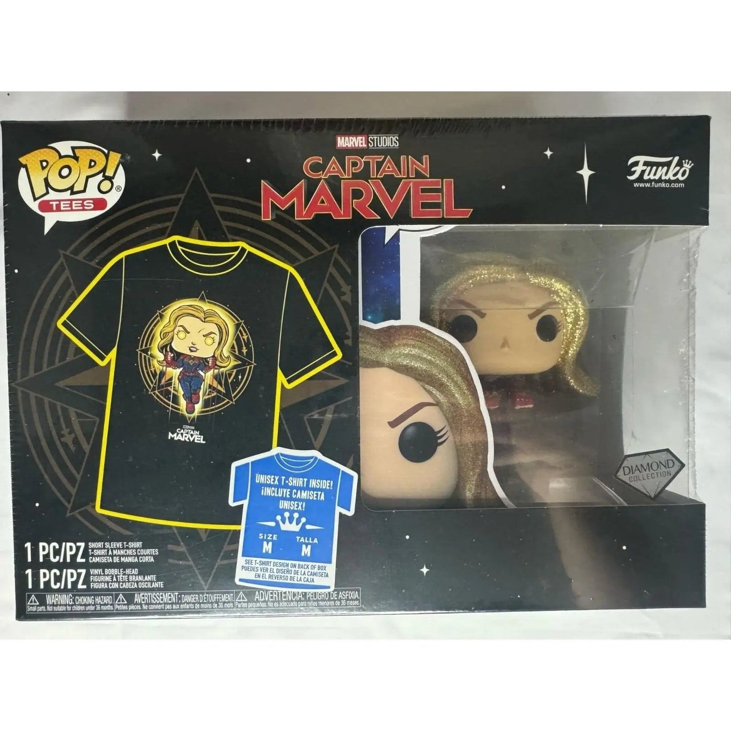 Funko Pop Captain Marvel Diamond Collection Includes T-Shirt New Sealed (Medium) - MOD Shop LLC