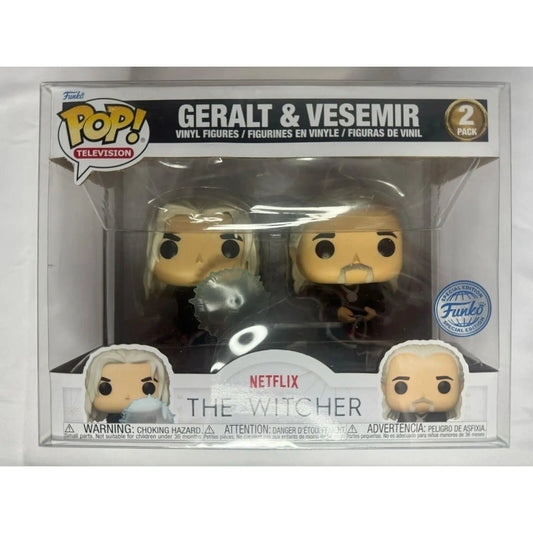 Funko Pop Netflix Witcher 2 pack Geralt & Vesemir w/ TitanShield Platinum Protec - MOD Shop LLC