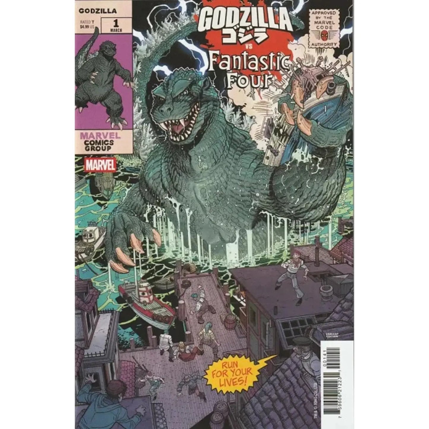 Godzilla vs. Fantastic Four 1D Nick Bradshaw Monster Homage variant - MOD Shop LLC