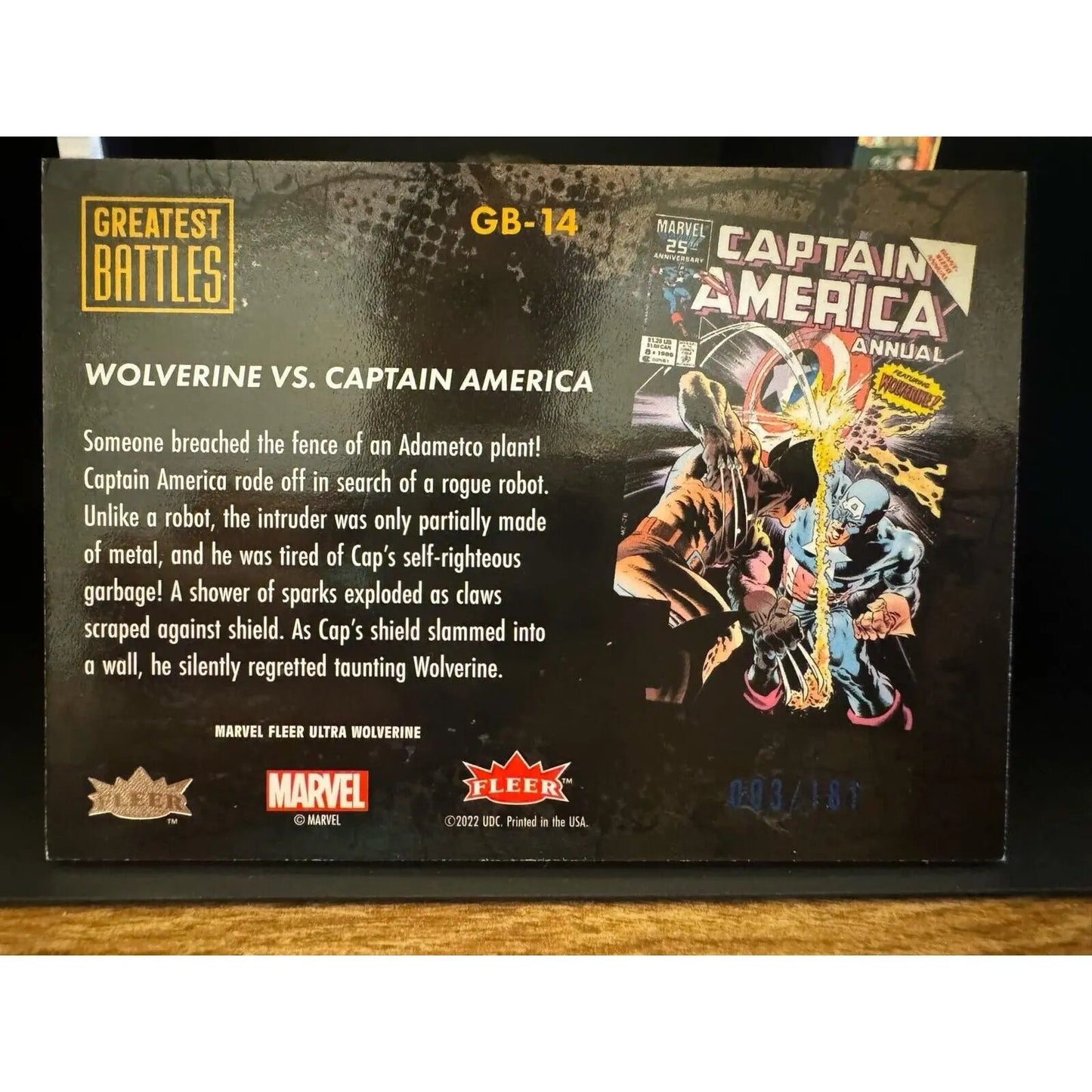 Greatest Battles GB - 14 BLUE FOIL Slash Parallel Fleer Ultra Wolverine 003/181 - MOD Shop LLC