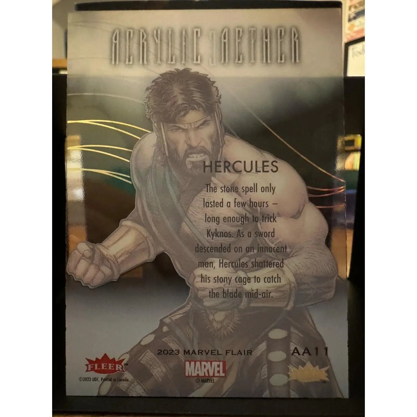 Hercules Marvel Fleer Flair Acrylic Aether Insert AA11 Acetate Card with Foil - MOD Shop LLC