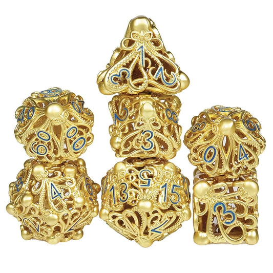 Hollow Dice Kraken Gold & Blue 7 pc Set - MOD Shop LLC