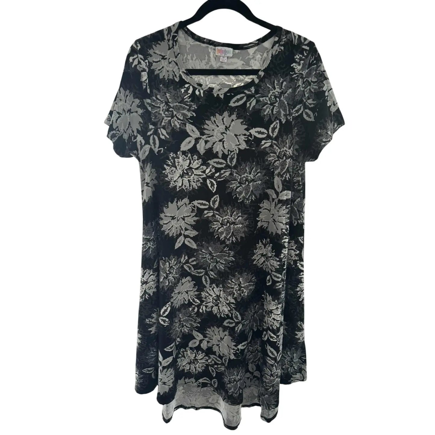 LuLaRoe Carly Dress – Black & Gray Floral Print, Size M (Preowned, Excellent Condition) - MOD Shop LLC