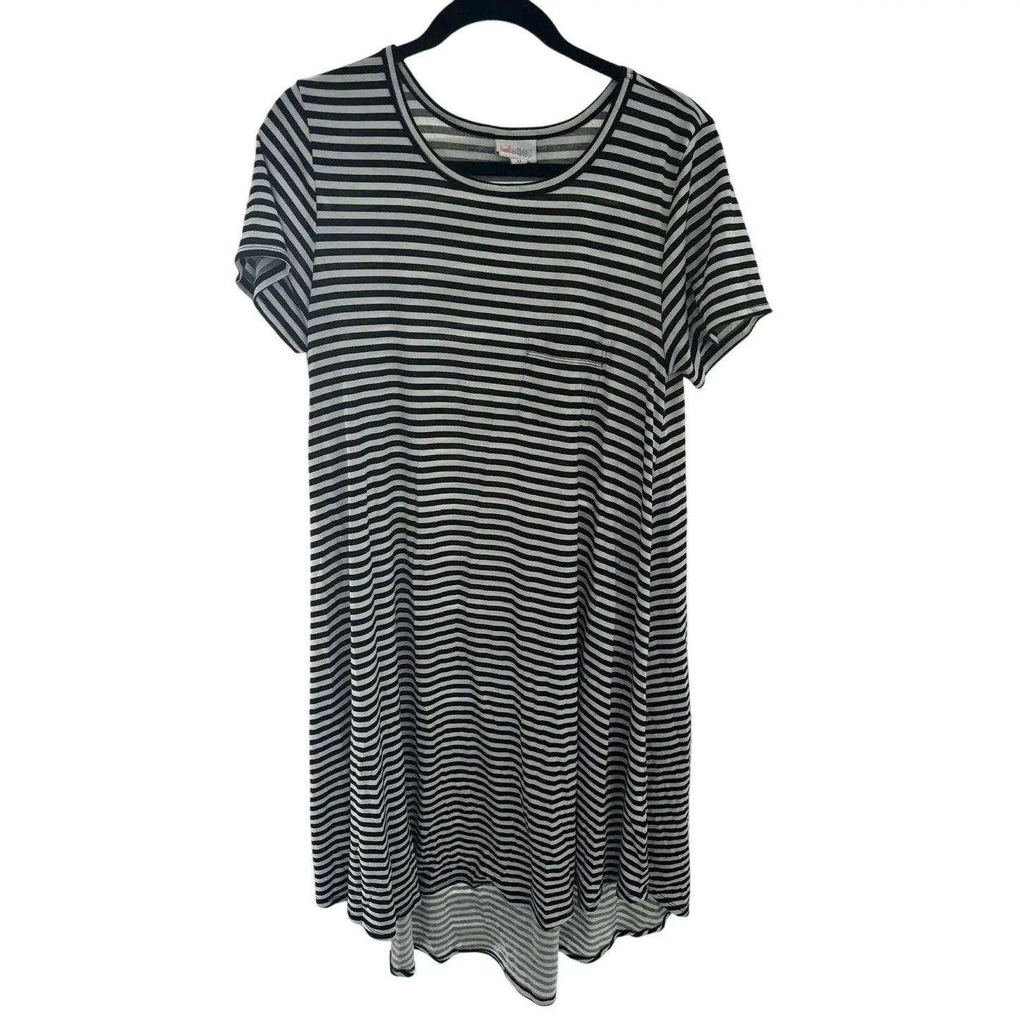 LuLaRoe Carly Dress – Black & White Horizontal Stripes, Size M (Preowned, Excellent Condition) - MOD Shop LLC
