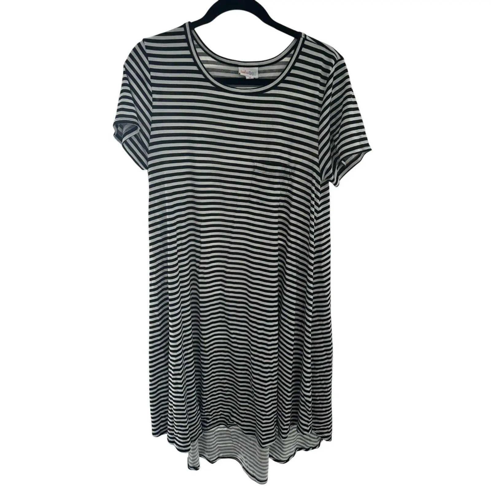LuLaRoe Carly Dress – Black & White Horizontal Stripes, Size M (Preowned, Excellent Condition) - MOD Shop LLC
