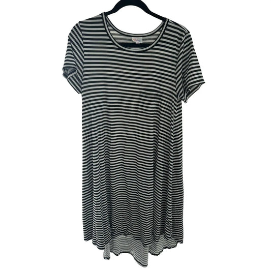 LuLaRoe Carly Dress – Black & White Horizontal Stripes, Size M (Preowned, Excellent Condition) - MOD Shop LLC