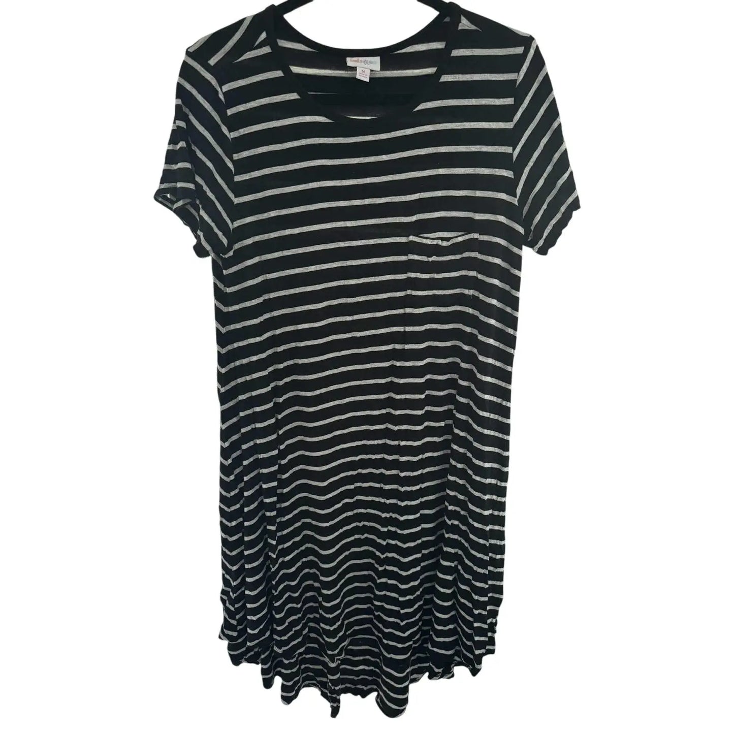 LuLaRoe Carly Dress – Black & White Striped, Size M (Preowned, Excellent Condition) - MOD Shop LLC