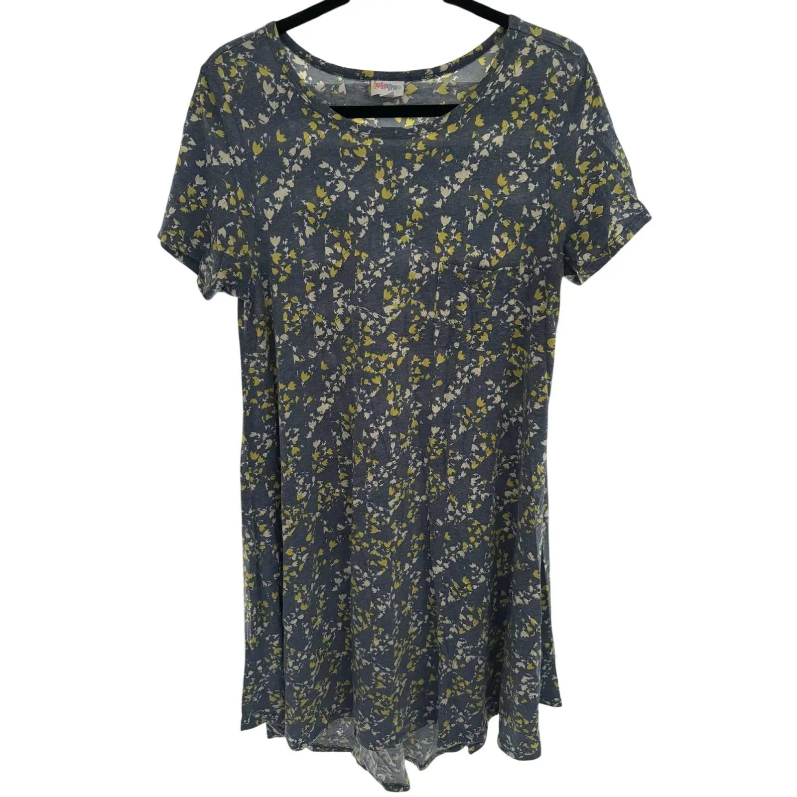 LuLaRoe Carly Dress – Blue with Yellow & White Floral Print, Size M (Preowned, Excellent Condition) - MOD Shop LLC