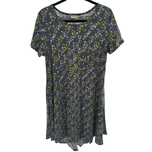 LuLaRoe Carly Dress – Blue with Yellow & White Floral Print, Size M (Preowned, Excellent Condition) - MOD Shop LLC