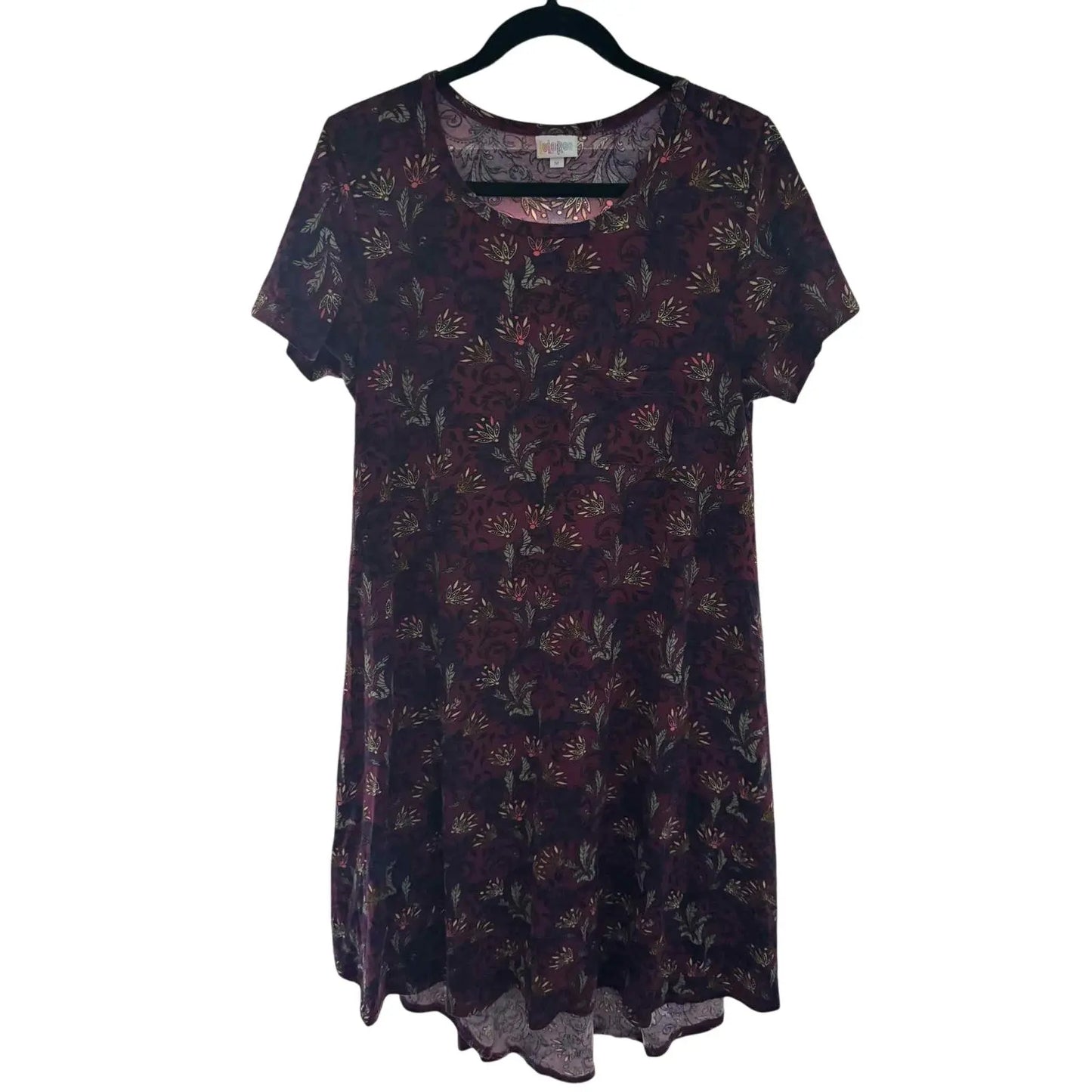 LuLaRoe Carly Dress – Burgundy Floral Vine Print, Size M (Preowned, Excellent Condition) - MOD Shop LLC
