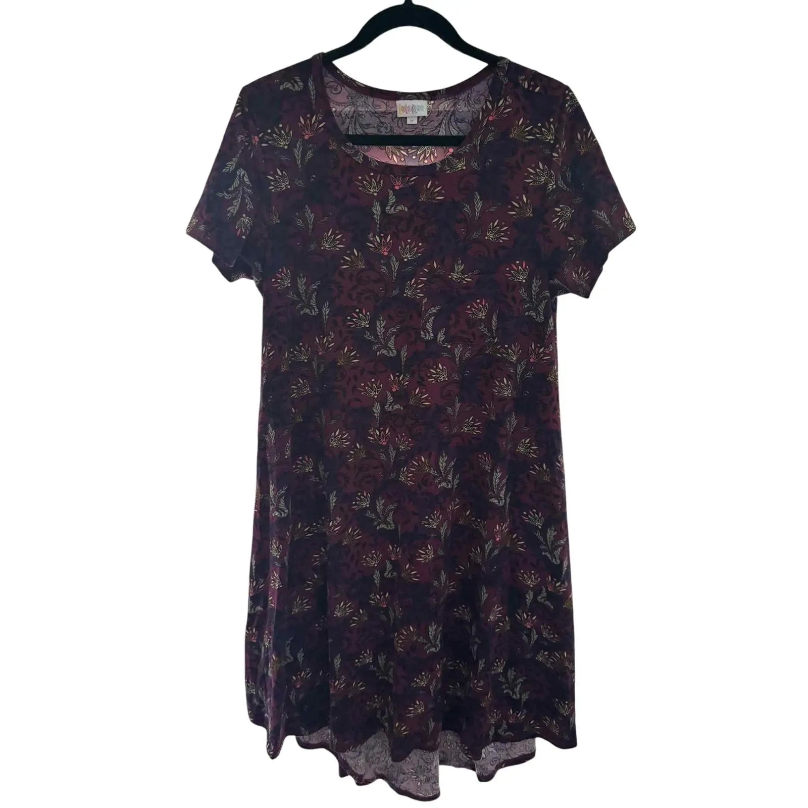 LuLaRoe Carly Dress – Burgundy Floral Vine Print, Size M (Preowned, Excellent Condition) - MOD Shop LLC