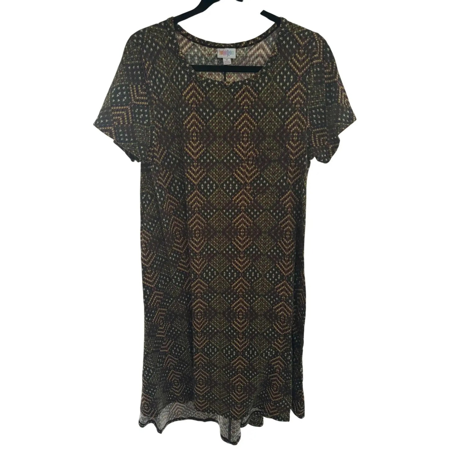 LuLaRoe Carly Dress – Geometric Diamond Print, Size M (Preowned, Excellent Condition) - MOD Shop LLC