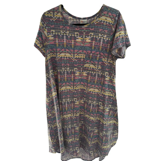 LuLaRoe Carly Dress – Multicolor Geometric Print, Size M (Preowned, Excellent Condition) - MOD Shop LLC