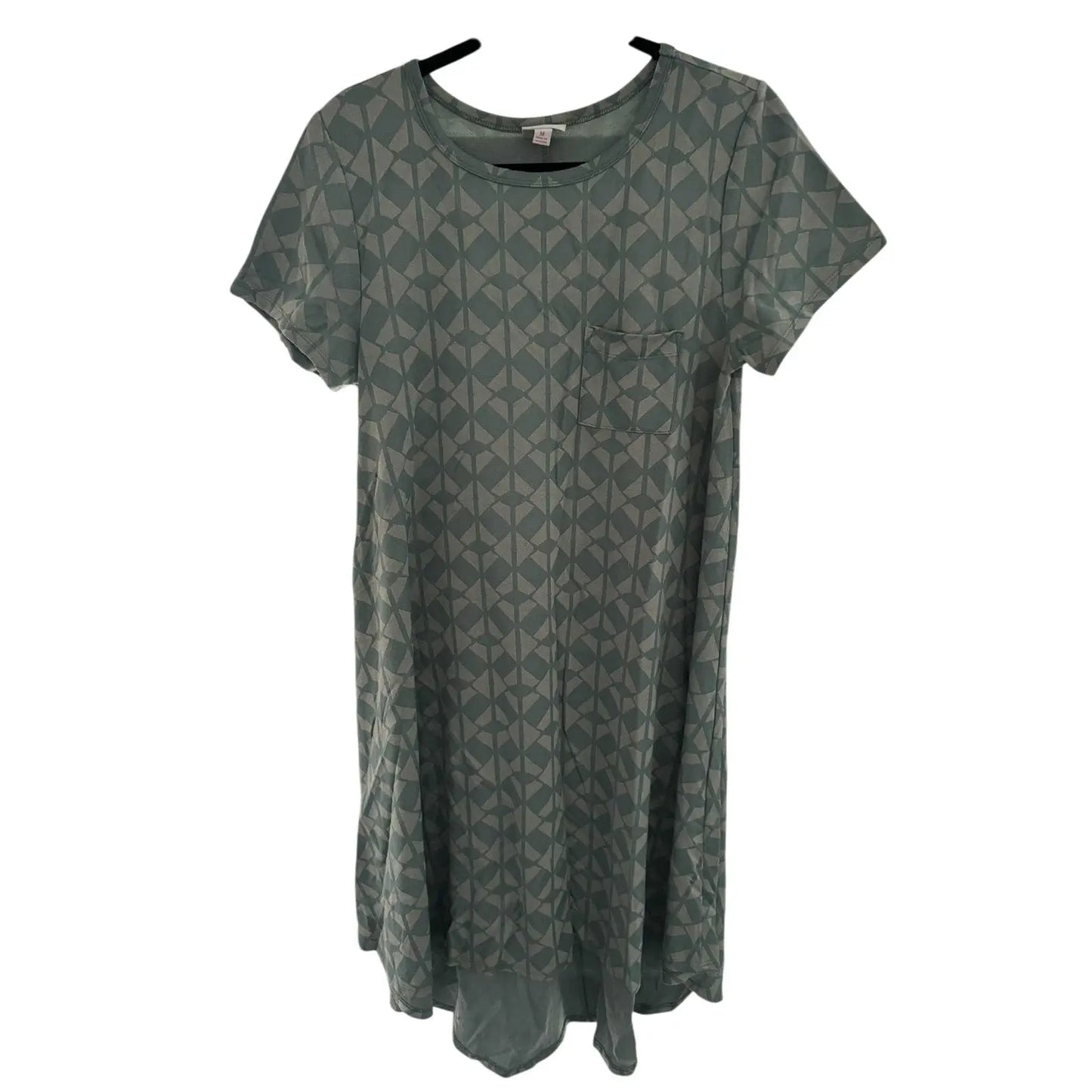 LuLaRoe Carly Dress – Soft Teal Geometric Print, Size M (Preowned, Excellent Condition) - MOD Shop LLC