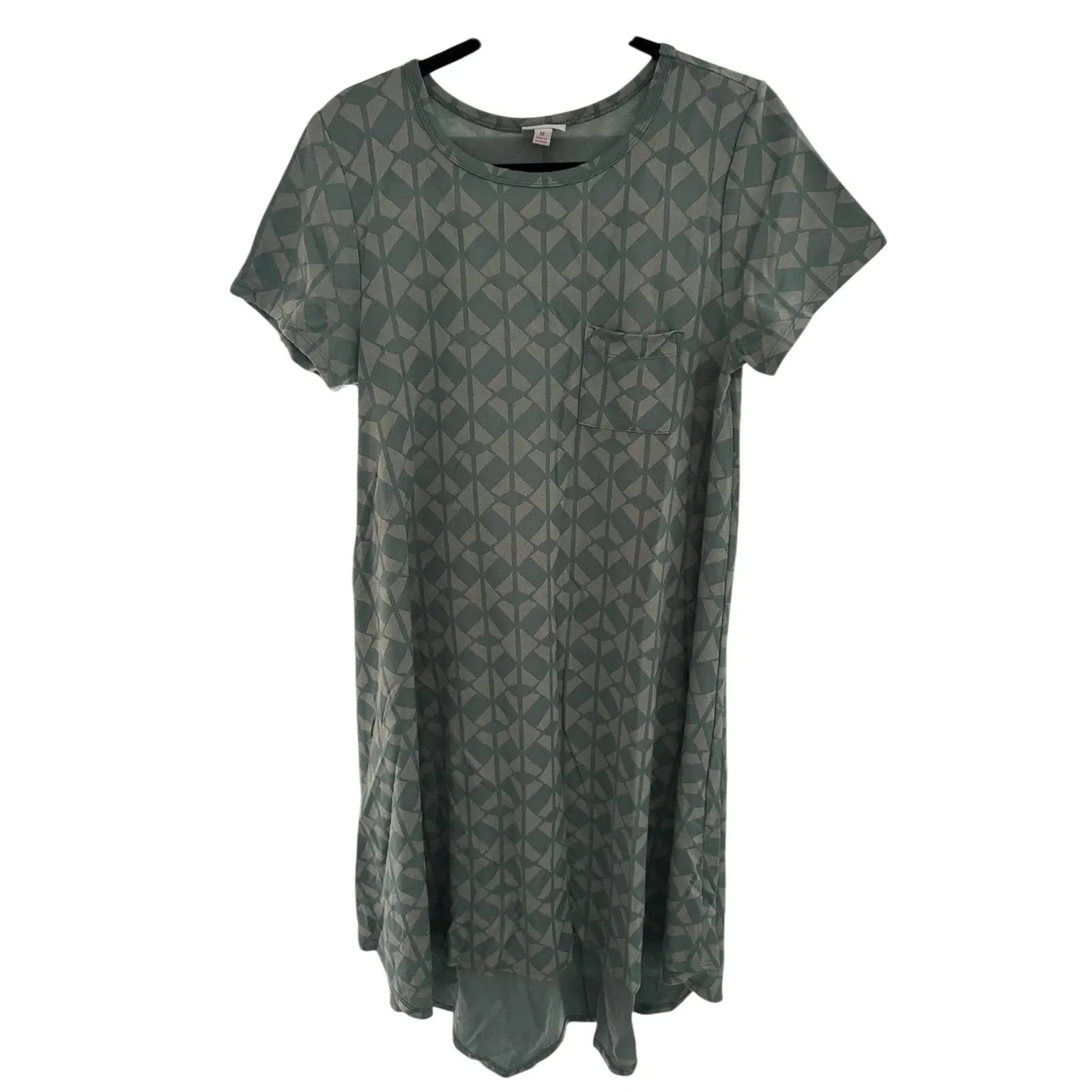 LuLaRoe Carly Dress – Soft Teal Geometric Print, Size M (Preowned, Excellent Condition) - MOD Shop LLC
