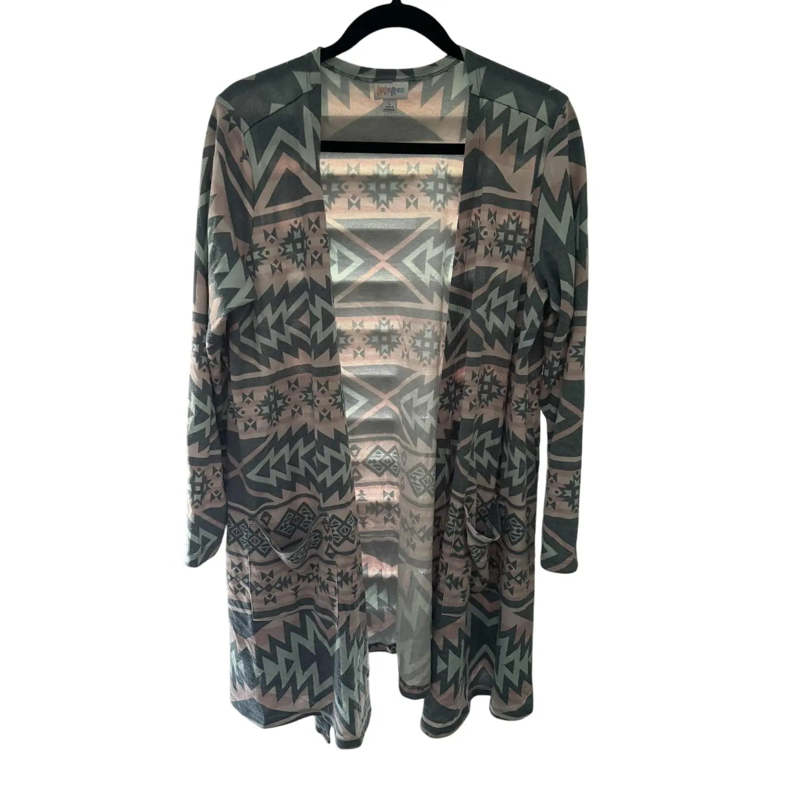 Lularoe Caroline Cardigan – Geometric Aztec Print, Size L (Preowned, Excellent Condition) - MOD Shop LLC