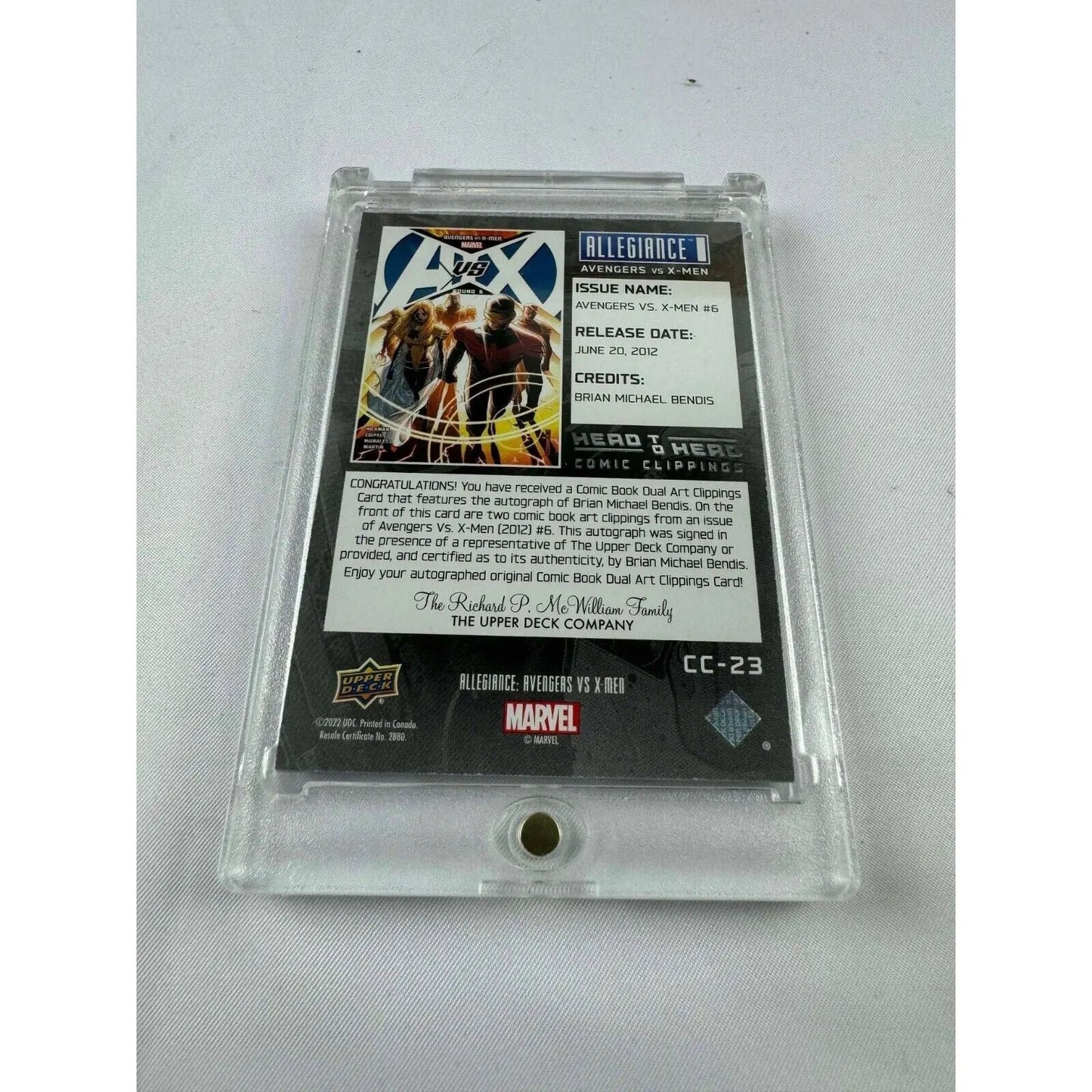 Marvel Allegiance: Avengers vs. X - Men Comic Clippings Auto Brian Michael Bendis - MOD Shop LLC