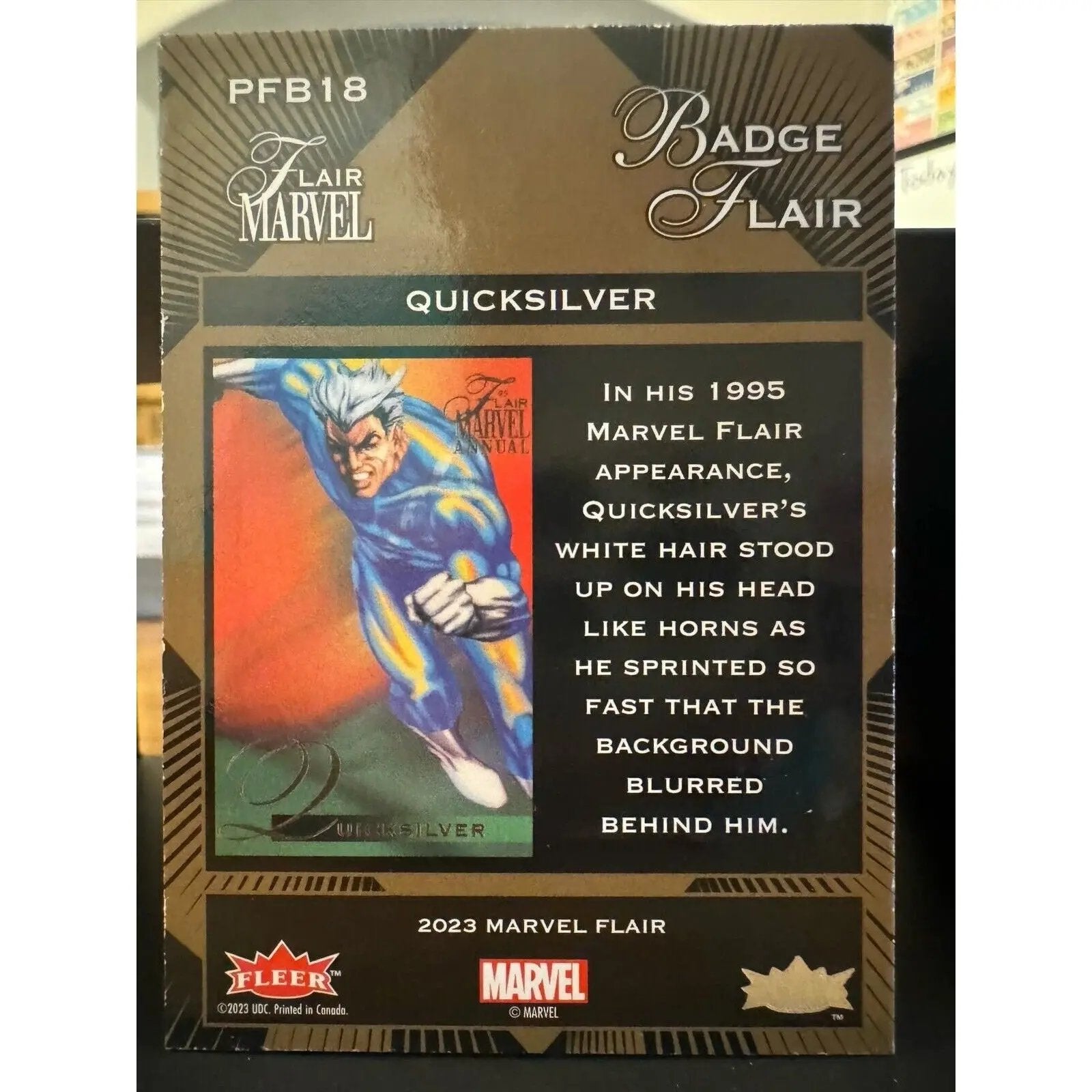 Marvel Flair BADGE FLAIR Level 1 Insert Quicksilver PFB18 1:38 - MOD Shop LLC
