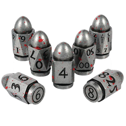 Metal & Enamel Bullet Dice - Blood and Iron - Dice Set - 7 pc Set - MOD Shop LLC