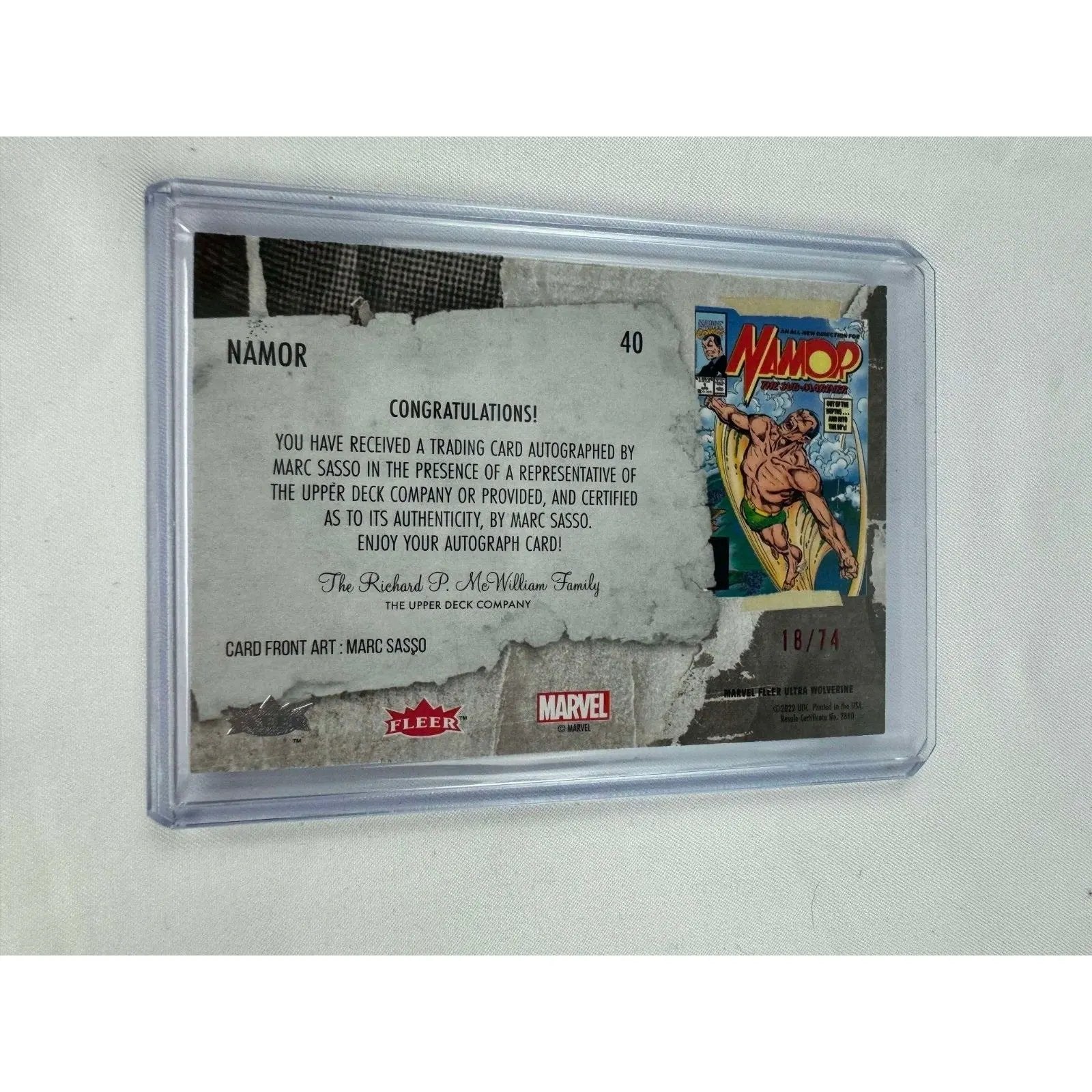 Namor Red Foil Slash Auto Parallel Fleer Ultra Wolverine 18/74 - MOD Shop LLC