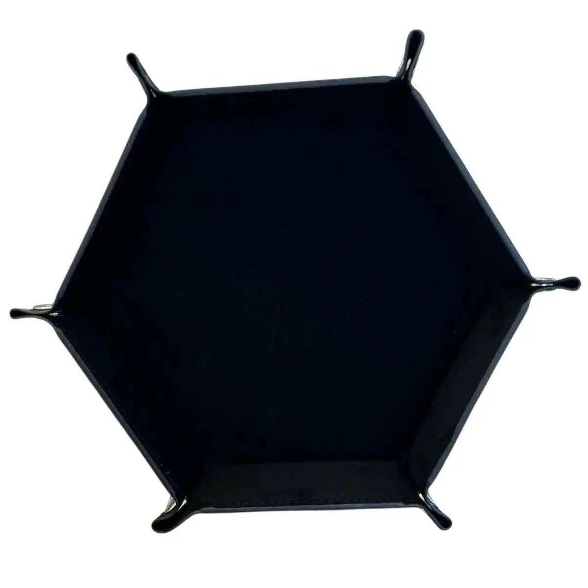 Premium Hexagonal Leather Dice Tray with Snap Closure - Black / Black Gaming Accessory - MOD Shop LLC