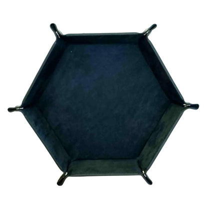 Premium Hexagonal Leather Dice Tray with Snap Closure - Dark Green / Black Gaming Accessory - MOD Shop LLC